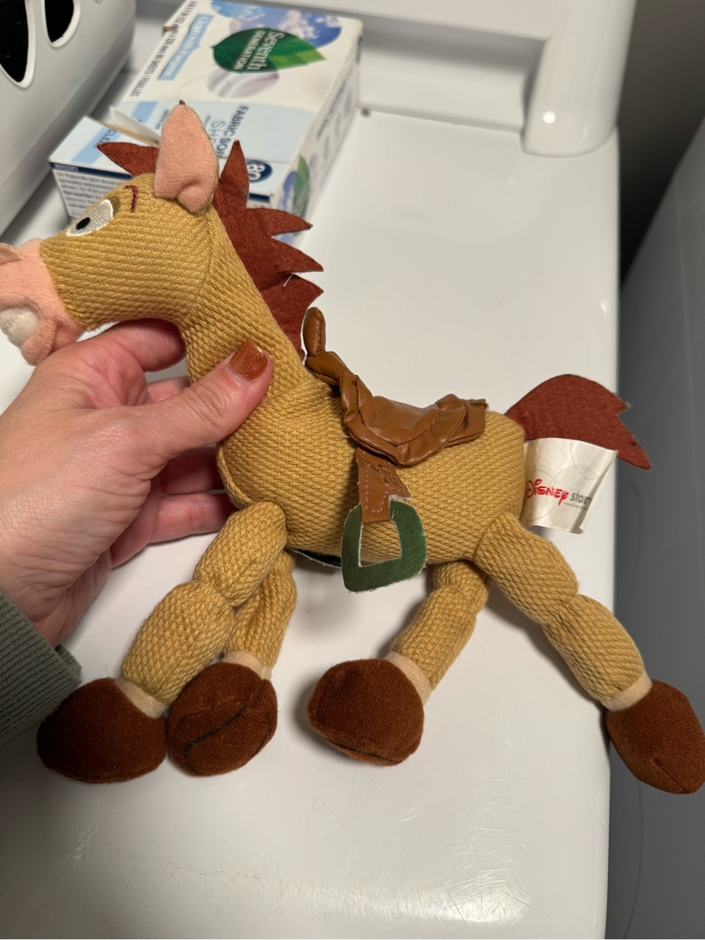 Disney Tan and Brown Plush Horse Toy with Green Stirrup
